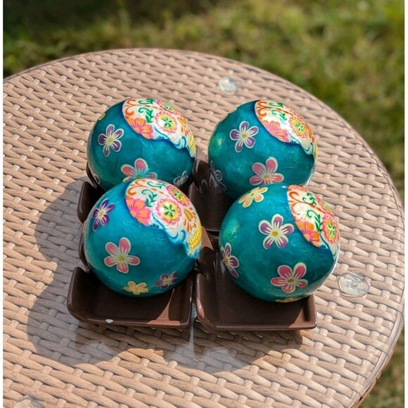 Pier 1 Day of the Dead Sugar Skulls LOT OF 8 Decorative Balls Halloween Skulls - Picture 8 of 13